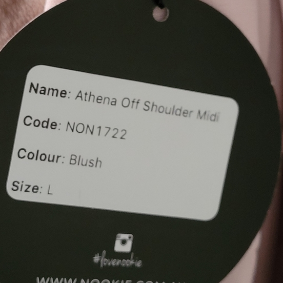 Nookie Athena Off Shoulder Halter Midi Dress Blush Pink Size Large - Picture 12 of 14